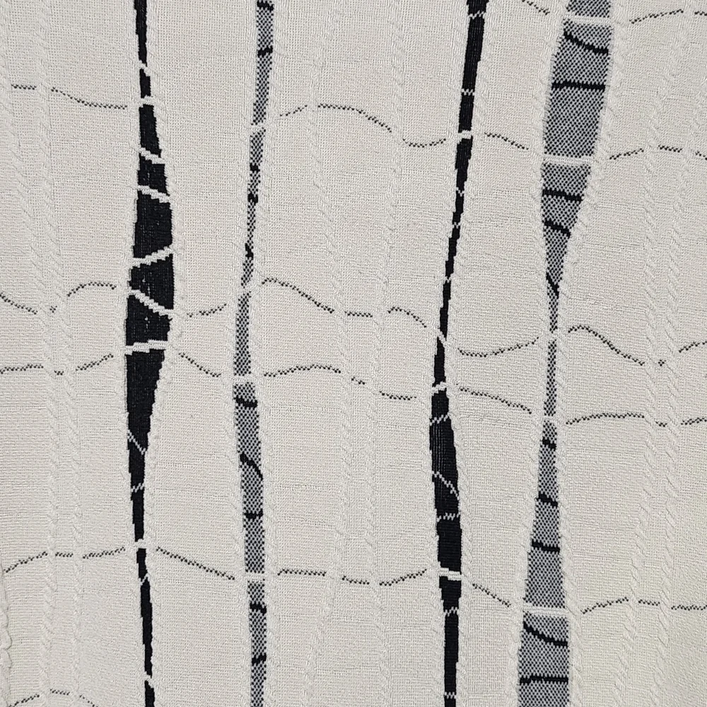 ALI MILES Tunic Womens Medium Ivory Black Jacquard Quiet Luxury Abstract Artsy - Picture 8 of 12